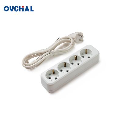 China OUCHI ABS Base 4 Strip 250V AC Power Residential / General Purpose European Type Socket With Grounding for sale