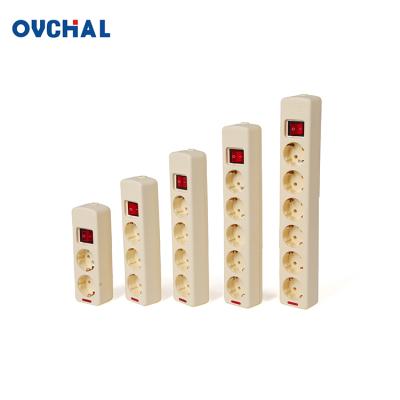 China OUCHI Residential / General Purpose Customized Logo Universal 5 Strip 2 Pin Power Extension Socket Outlet for sale