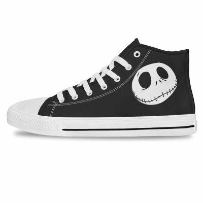 China Cute Black High Top Fashion Trend Little Ghost High Top Ankle Boots Canvas Shoes For Men for sale