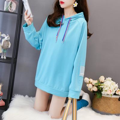 China Wholesale Anti-Shrink Loose Large Size Women's Pullover Hoodie Spring and Autumn Girls Solid Color Sweater for sale