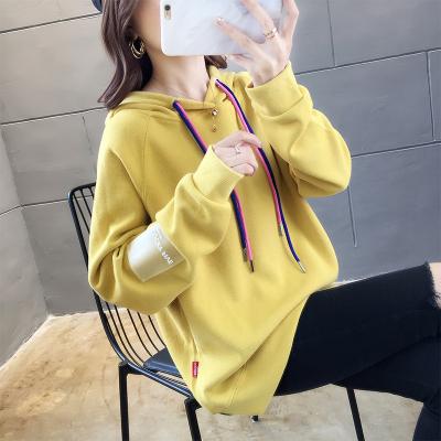 China New autumn and winter leisure large size loose sweater women's solid color pullover anti-shrink wholesale hoodie for sale