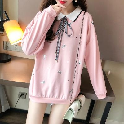 China 2021 anti-shrink autumn and winter new student Korean long-sleeved shirt loose women's pullover polo collar sweater for sale