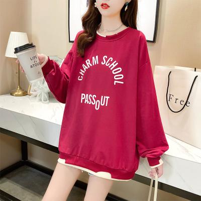 China Wholesale Autumn And Winter Loose Plus Size Women's Tops Round Neck Sweater Anti-Shrinkage Round Long Sleeve Two-piece Sweater Fake for sale