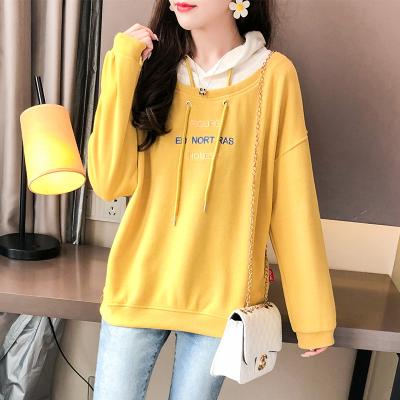 China Autumn new anti-shrink style sweater student fashion hooded hoodie embroidered loose blouse women slim jacket for sale