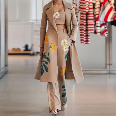 China Fashion Anti-static Chic New Style Printing Long Pockets Three Piece Sets For Women for sale