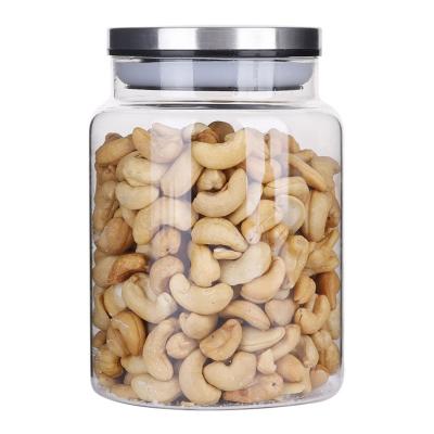 China Airtight Storage Jar Borosilicate Glass Eco-friendly Freshness Preservation Storage Jar With Metal Lid for sale