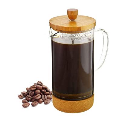 China Viable Anti-scald French Borosilicate Glass Coffee Maker Lid Bamboo Coffee Press Maker for sale