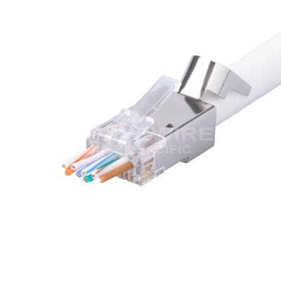 China Network Wired Network Cable STP CAT6a Modular Plug 8P8C Pass Through RJ45 Plug for sale