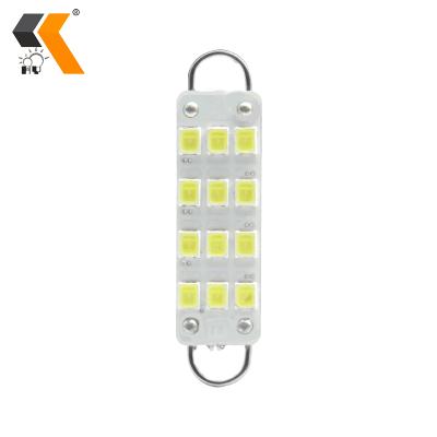 China High quality with SAINT Alu double ring hook with loop 12v 2835 44mm 12smd led interior led festoon car mirror light for sale