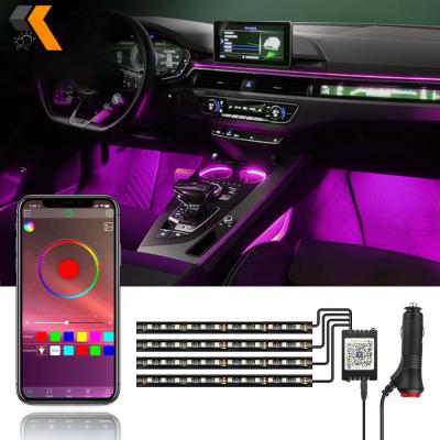 China Remote Car Decoration RGB LED Strip Atmosphere Car Lights With APP Music Wireless Remote Control Car LED Strip Light for sale