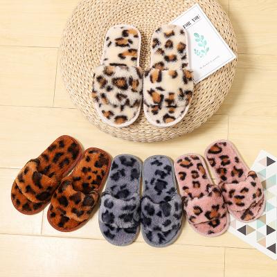 China Others Autumn Winter Leopard Print Children's Cotton Slippers For Kids Home Plush Warm Slippers for sale