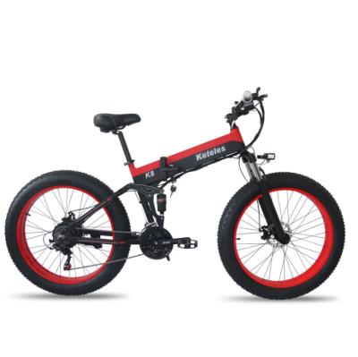 China Eletrica de bicicleta beach ebike 26inch 4.0 tire ebike standard foldable electric bicycle 800W 48V 15Ah battery snow mountain fat for sale