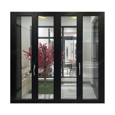 China Grandsea Latest Design Aluminum Alloy Tempered Glass Folding Patio Doors Windproof Sliding Folding Doors for sale