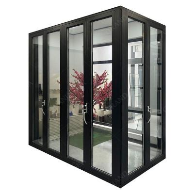 China Hot Sale Grandsea Folding Glass Door Aluminum Alloy Narrow Interior Frame Windproof For Home Soundproof Folding Doors for sale