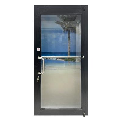 China Front Single Commercial Automatic Entry USA Cafe Restaurant Windproof Glass Shop Aluminum Black Swing Door For Sale for sale