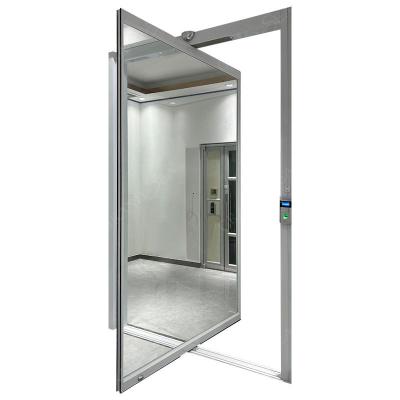 China Wholesale Price Windproof Silver Frame Grandsea Pivot Glass Door With Modern Fingerprint Lock Automatic Door Pivot Door for sale