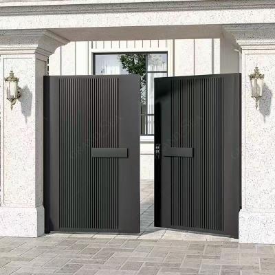 China Guangdong Big Garden Minimalist Luxurious Exterior Lock Front Electric Grill Wall Smart Door Design Aluminum Doors for sale