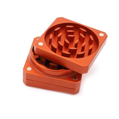 China 3 Layers Square Herb Grinder With Grinder Teeth Wholesale Function New Zinc Spice Herb Grinder Miller Crusher Herb Grinder Manual Hand Grass for sale