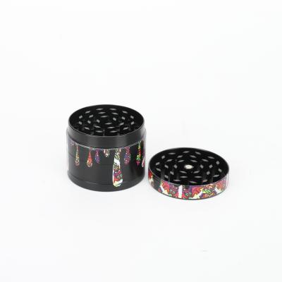 China Zinc 2021 Custom Logo New 4 Layer Alloy Metal Tobacco Printed Herb Grinder Magnet Custom Logo Grinder for sale