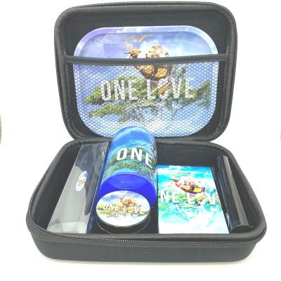 China 2021 Newest Arrival Tobacco Herb Grinder Metal Tray Cigarette Gift Case Smoking Accessories Smoking Kits 6 in one HLJ-004TS for sale