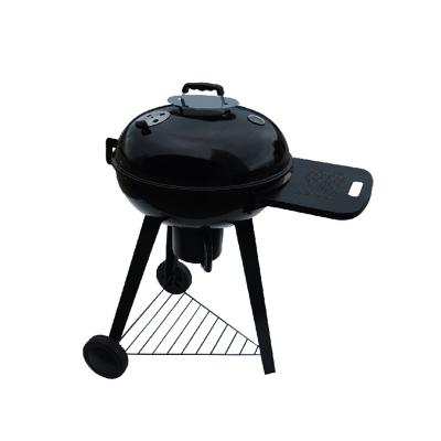 China Easily Assembled Black 22.5 Inch BBQ Grill Enamel Coating Charcoal BBQ Camp Grills With Side Table for sale