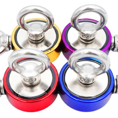 China Industrial magnet color fishing magnet pot with threaded tail eye salvage neodymium searching magnet salvage magnet for sale