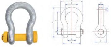 China Carbon Steel Shackle Bows And Alloy Steel Pins Bolt And Nut Assembly With OEM Or ODM Services for sale