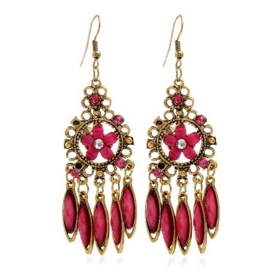 China NEW Trend Fashion Retro Bohemian Chinese Style Fashion Hot Selling Hot Selling Personality Water Drop Alloy Tassel Hollow Earrings for sale