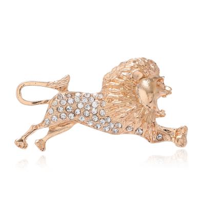 China 2021 new parmatch fashion lion brooch style lion king badge brooch creative diamond-studded clothing accessories for sale