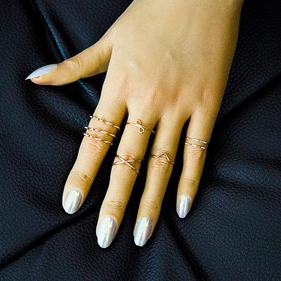 China Fashion Cross Personality Ring Set European and American Style Simple Wave Romantic Eight-piece Ring Niche Design Ring for sale