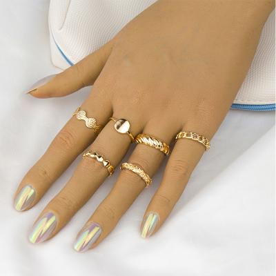 China 6 Piece Female Ring Rope Romantic Creative Disc Flower Ring Joint Personality Irregular Chain for sale