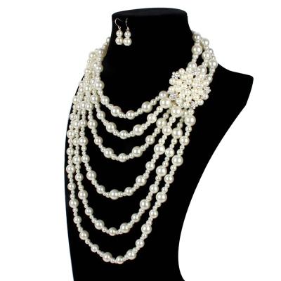 China Factory Wholesale New Fashion Jewelry Necklace Earrings Multilayer Pearl Necklace Soft Elegant Soft CLASSIC Natural Freshwater for sale