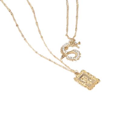 China CLASSIC Hot Selling Fashion Alloy Girl Rose Full Dragon Elegant Custom Simple Creative Light Luxury Double Diamond Necklace for sale