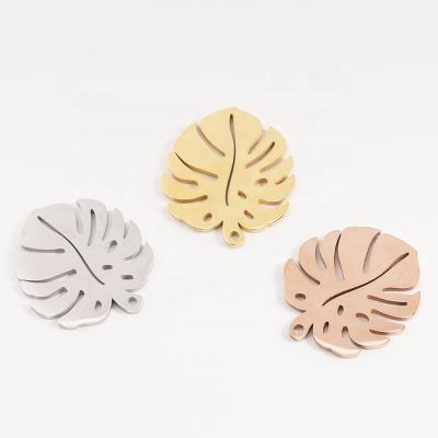 China 22*25mm Stainless Steel Environmental Friendly Mirror Polished Leaf Pendant Charms For Jewelry Making for sale