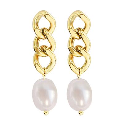 China New Fashion 18K Environmental Friendly Gold Plated Imitation Pearl Stainless Steel Drop Earrings For Girls for sale