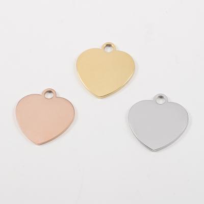 China Environmental Friendly Mirror Polished Stainless Steel Blank Heart Logo Custom Pendant Charms For Necklace for sale