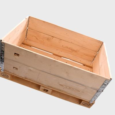 China Corrosion Protection Wholesale China EPAL Collapsible Wooden Pallet With Hinge Steel Collar for sale