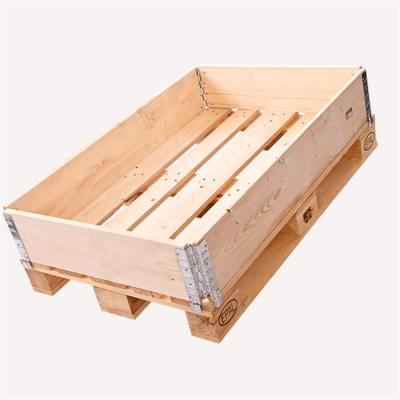 China Hot Selling Corrosion Protection Forklift Crate Pallet Collar Hinges Wooden Box For Logistics Distribution for sale