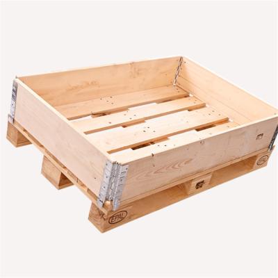 China Favorable Wooden Case Hinge Collar Hinge Corrosion Protection Price Pallet Coaming Collapsible Box Pallet for sale