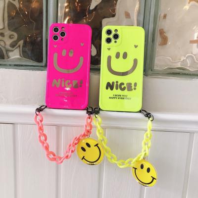 China Anti-fall Smiley Lens Protective Soft Silicone Phone Case For For iPhone 12 Case With Chain for sale