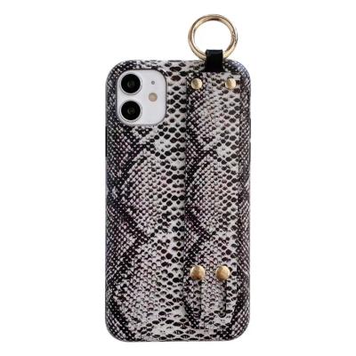 China Shockproof Drop Shipping PU Leather Hard Skin PC Hand Strap Kickstand Case For iPhone 12 Phone Case Hand Strap for sale