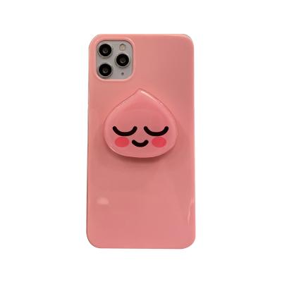 China Cute Anti-fall Cartoon Pink Fart Peach Soft TPU Phone Case For iPhone 12 Case With Bracket for sale