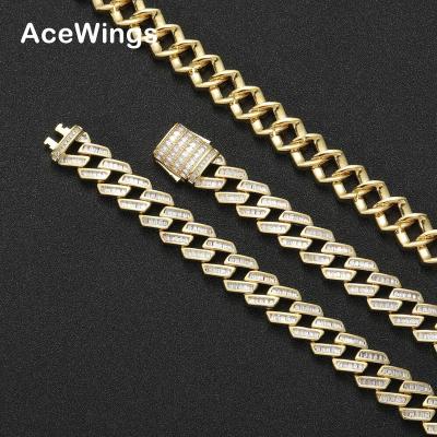 China Hiphop BC022 12mm Cubic Zirconia Fork CZ Link Chain Necklace Brass Chains Arrangement Cuban Iced Out Bling Bling Hip Hop Jewelry for sale