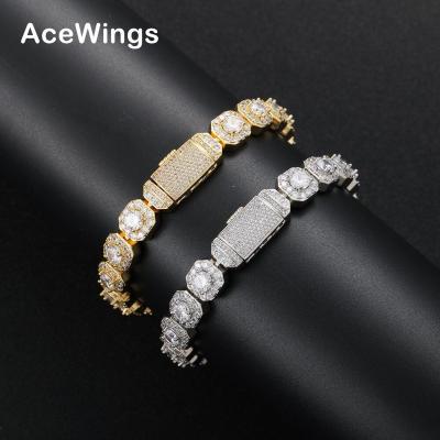 China Hiphop BB036 10mm Brass Zircon Bracelet Hip Rigged Hop Iced Out Cuban Zircon Chain Bracelet Men's Jewelry for sale