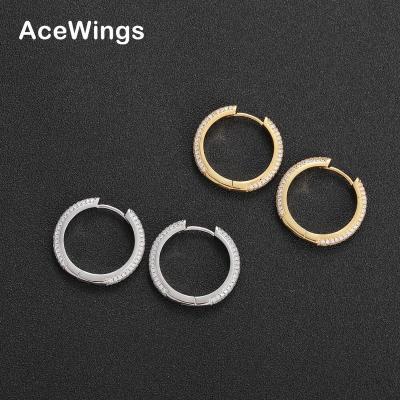 China Hiphop E055 25mm CZ Iced Out E055 25mm CZ Brass Bling Hip Hop Earrings Setting Zirconia Earrings Hip Hop for sale