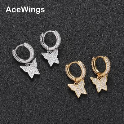 China Hiphop E053 CZ earrings setting zircon earrings bling bling brass brass hop iced out for sale