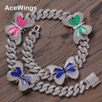 China BC114 Hiphop Butterfly Pendants With 13mm 16inch 18inch Cuban Chain Necklace Hip Hop Necklace Party Jewelry Gift for sale