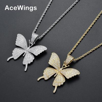 China CN111 Butterfly Cubic Zircon Hiphop Zircon Necklace Party Jewelry Gift Men's Women's Cubic Pendants Necklace for sale