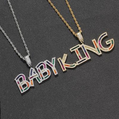 China Hiphop CP24 Bling Bling Customize Arrangement Brass Fork Pendant With Zircon Necklace Hip Hop Jewelry for sale