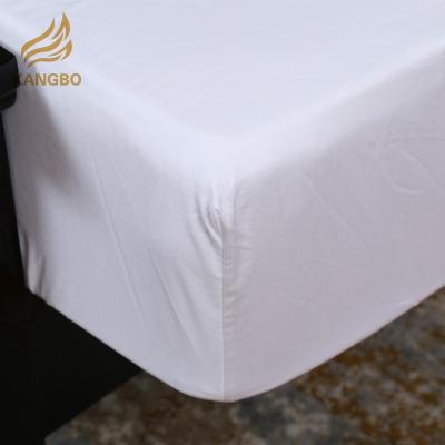 China 100% Plain Pure White Soft Cotton Hotel Bed Sheets Bedding Fitted Bed Sheet for sale